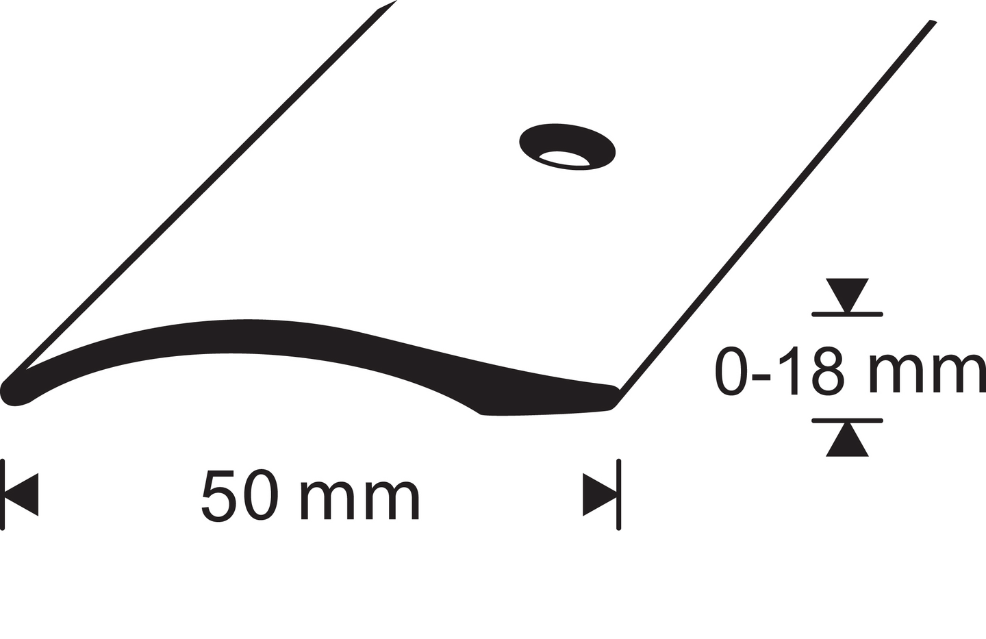 Eritasolista 0-18 50mm hopeaeloksoitu 0,9m ruuvikiinnitteinen C7 HE 90