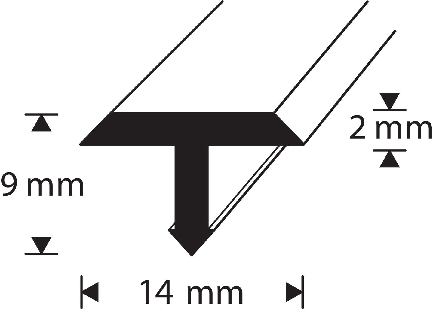 T-lista 14x9x2mm 2,5m alumiini hopea-anodisoitu 7131402