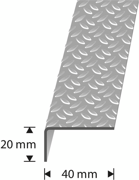 Askelkulma 40x20mm 1m jyväalumiini reiätön D10 JVA1