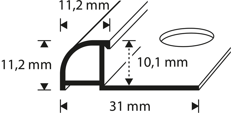 Laattalista muovia 10mm musta 2,7m 6520 Black