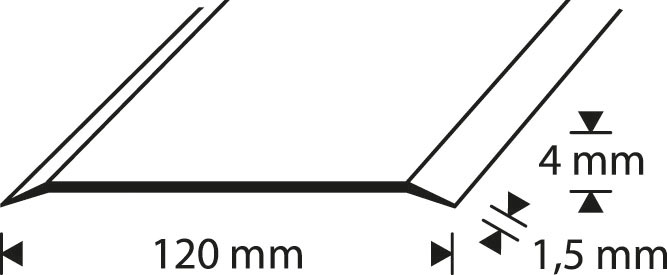 Saumalista 120mm rst hiottu sileä 1000mm