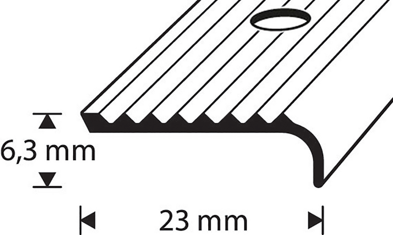 Kynnyslista 23x6,5mm messinki uritettu rei’itetty 1000mm