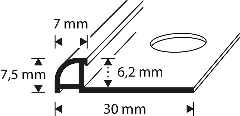 Laattalista 6mm 2,7m muovia 6510 White