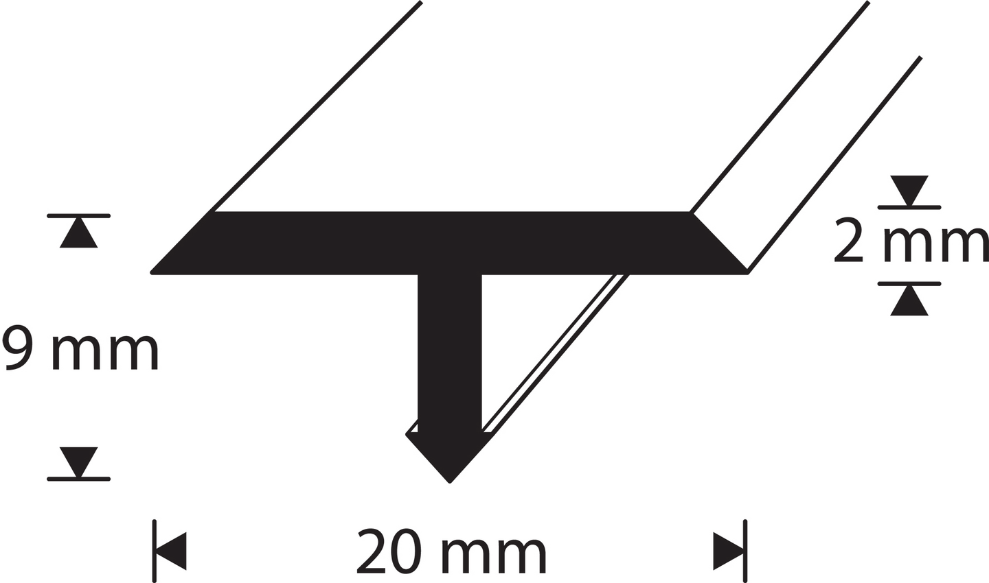 T-lista 20x9x2mm 2,7m alumiini hopea-anodisoitu 7132002