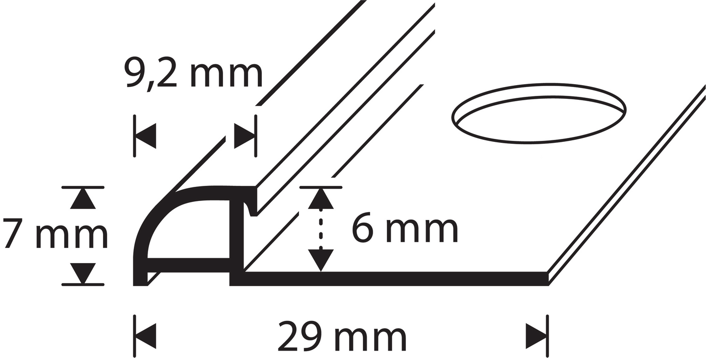 Laattalista 6mm 2,7m alumiini hopea-anodisoitu 6530-HE