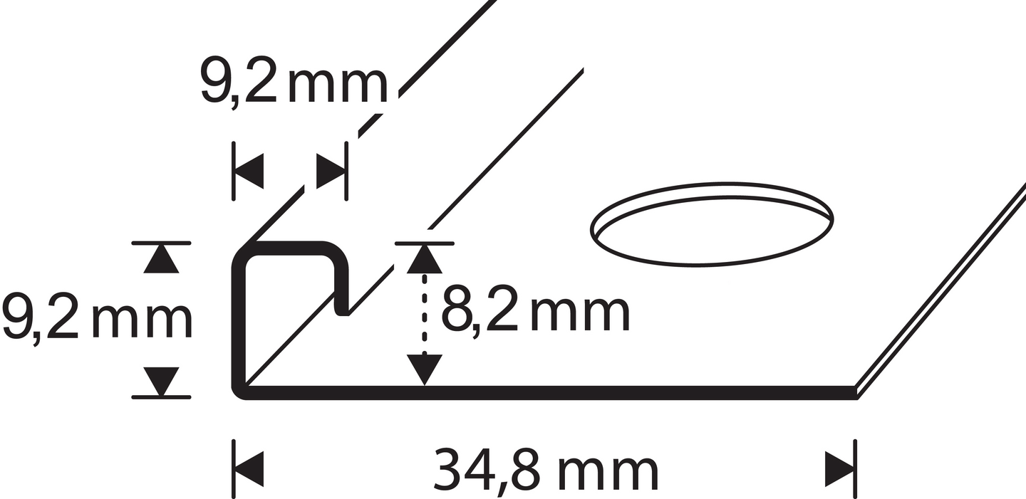 Laattalista 8mm 2,5m rst 6550 neliö