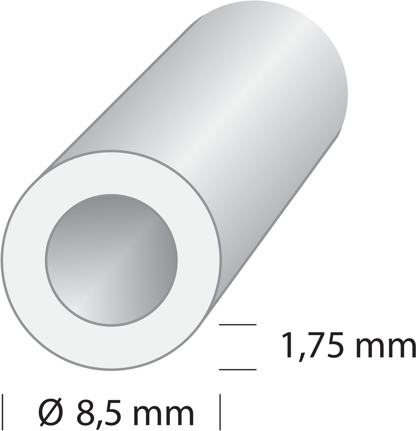 Putki 8,5x1,75mm hopea-anodisoitu 1m O10 HE1