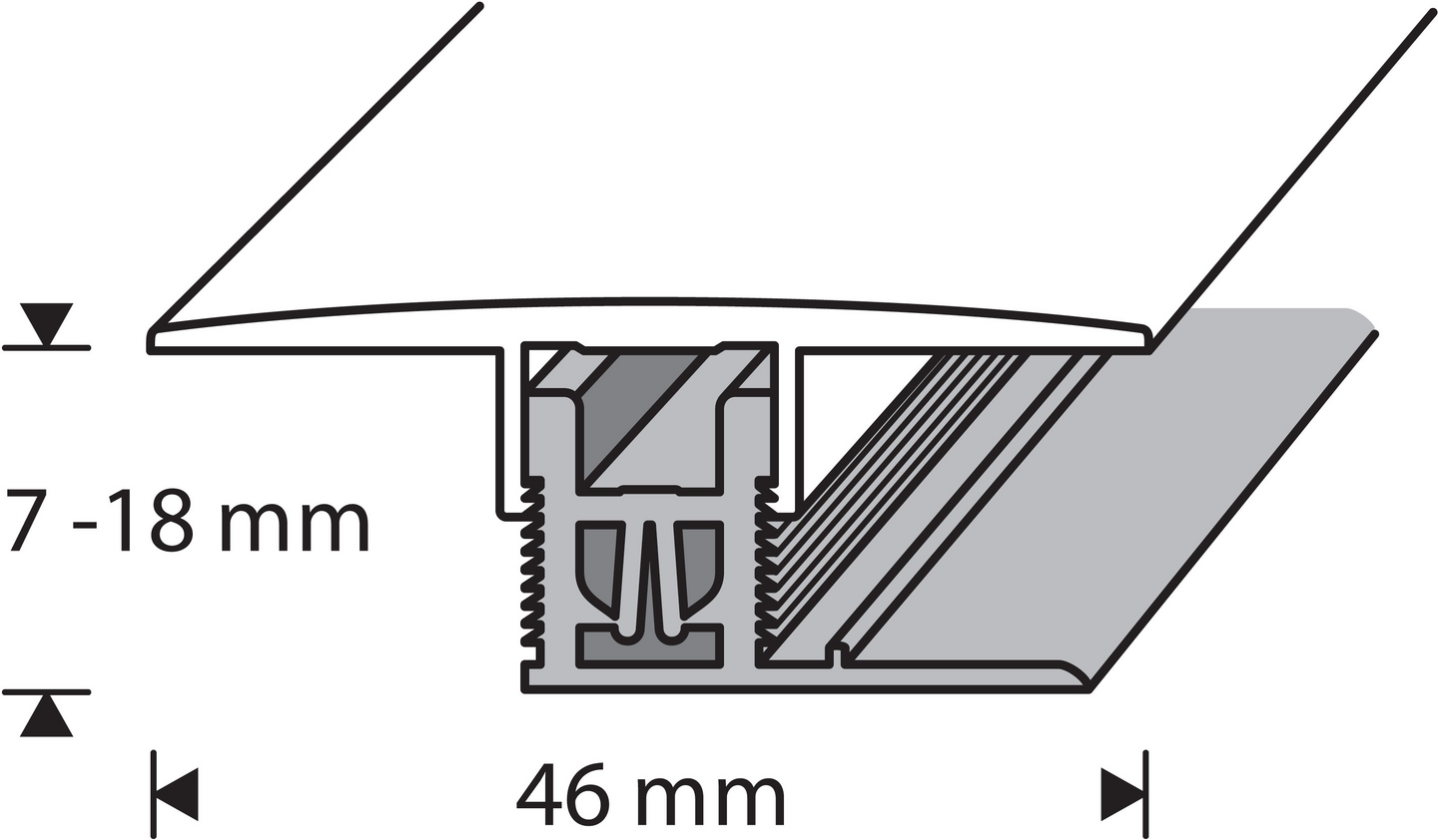 Saumalista 46mm harmaa tammi 7-18mm sileä 2000mm