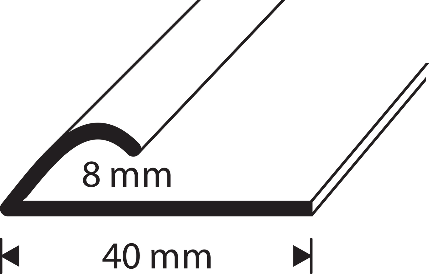 Mattopäätelista 7791501 alumiini 8mm 2,7m