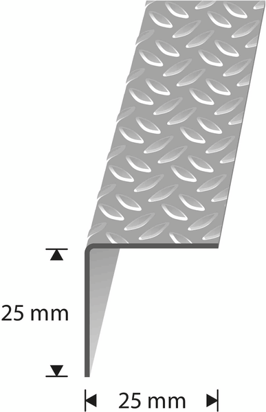 Askelkulma 25x25mm 2m jyväalumiini reiätön D11 JVA2