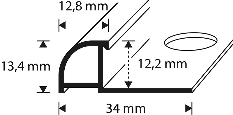 Laattalista 12mm 2,5m muovia 6525 Broken White