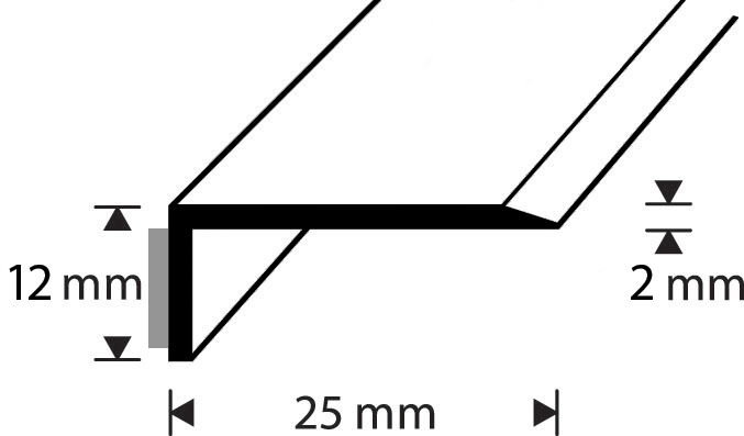 Tarrapäätelista Dione E35 200cm 12x25 hopeaeloksoitu