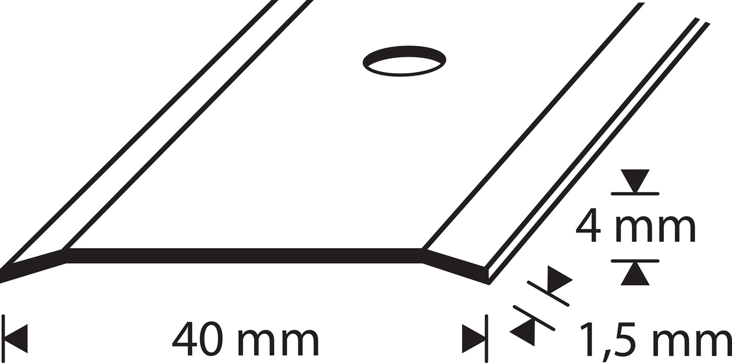 Saumalista 40mm 0,9m ruostumaton teräs A4 RST 90