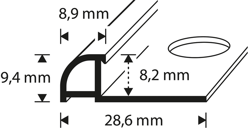 Laattalista 8mm 2,7m muovia 6515 White