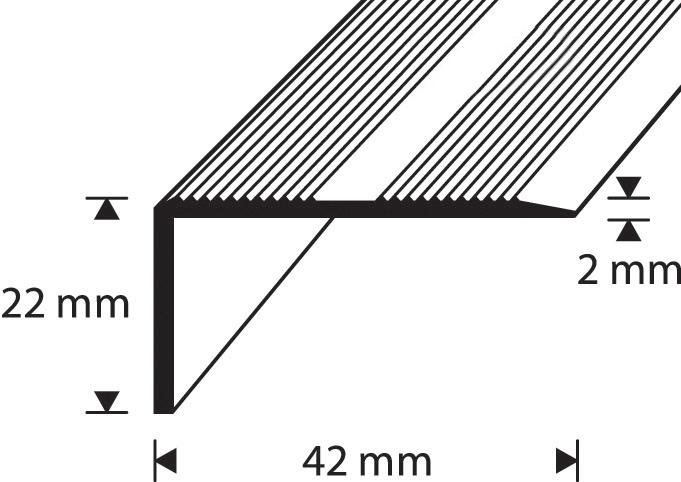 Askelkulmalista 42x22mm Nordic Graphite uritettu 1000mm