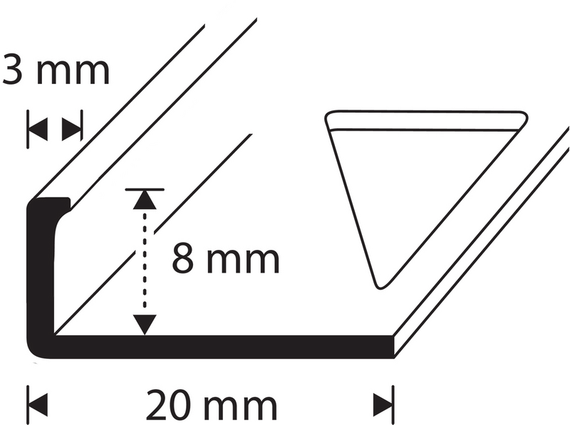 Pääte- ja suojalista 8mm 2,5m alumiini hopea-anodisoitu AE 80