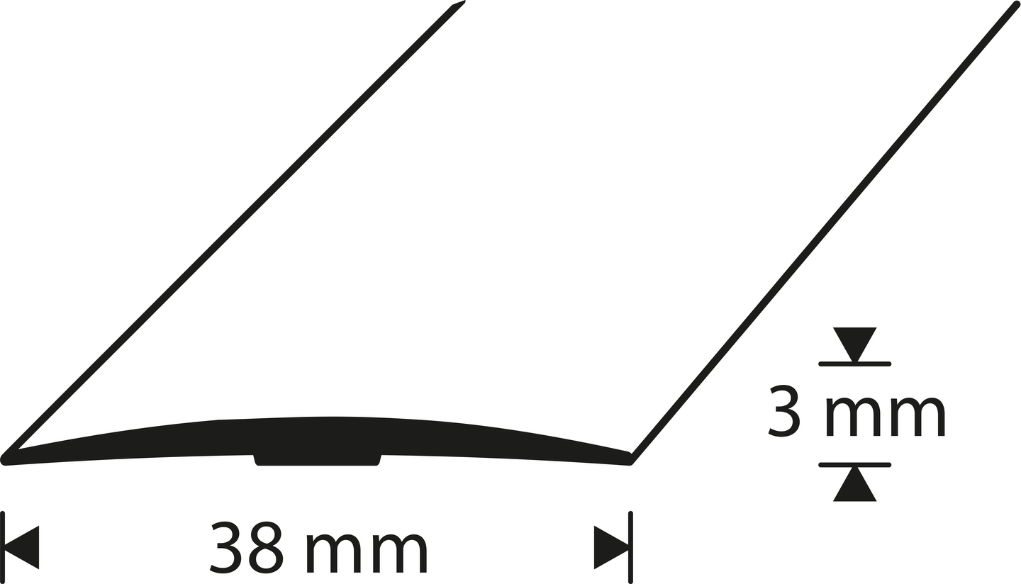 Saumalista 38mm nordic graphite sileä 1000mm