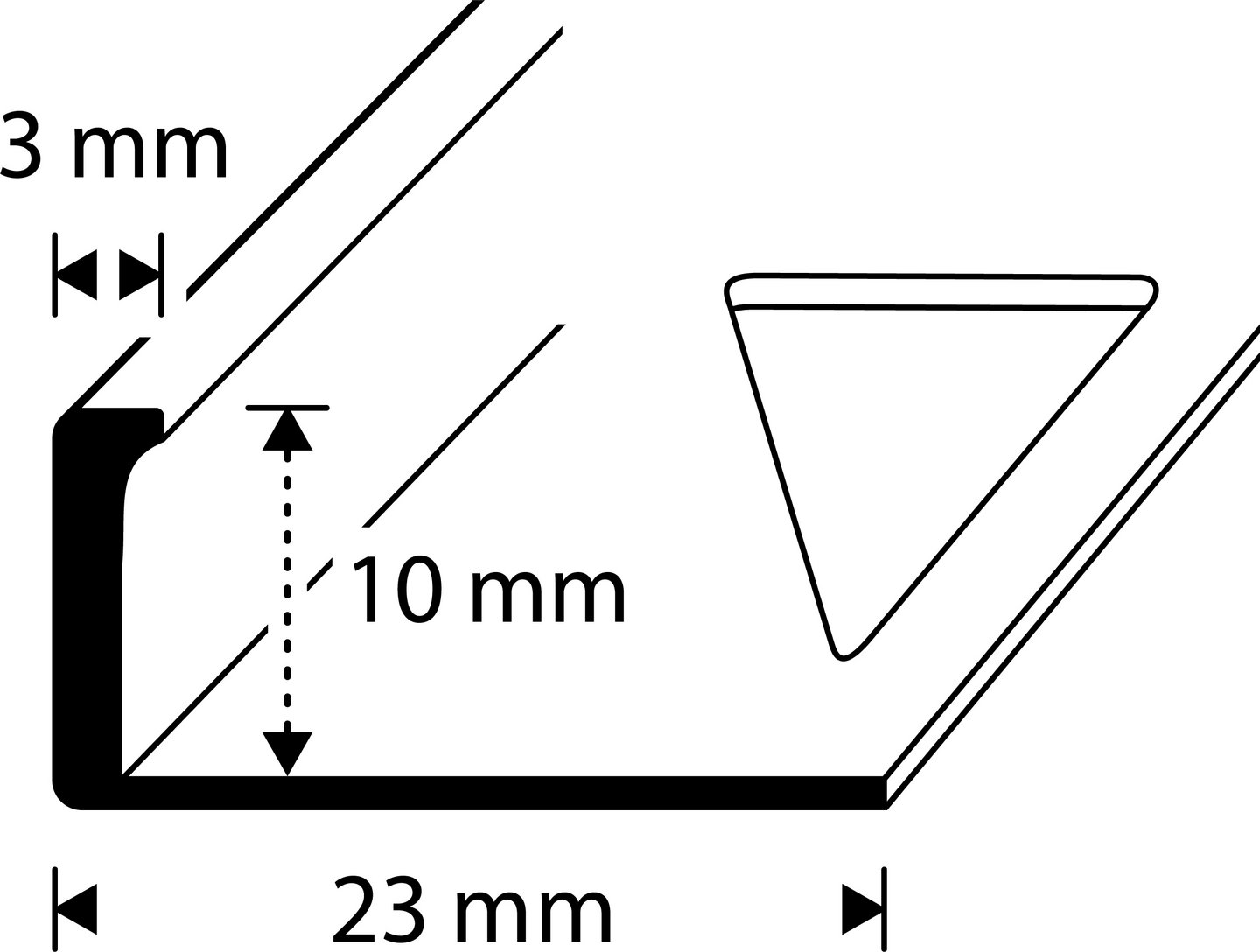 Pääte- ja suojalista 10mm 2,5m alumiini hopea-anodisoitu AE 100