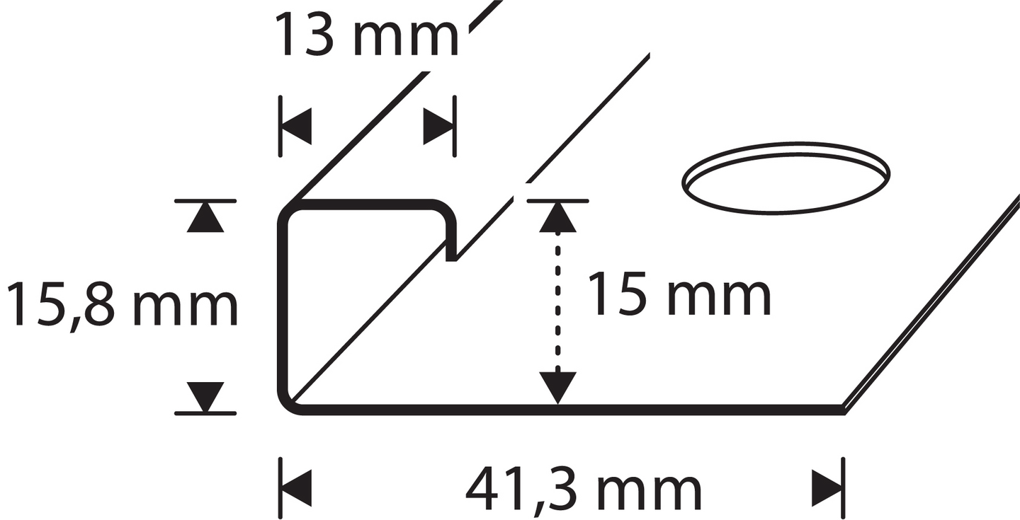Laattalista 15mm 2,5m ruostumaton 6565 neliö