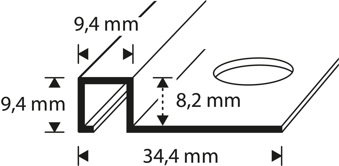 Laattalista 8mm neliö 2,7m muovi 6516 White