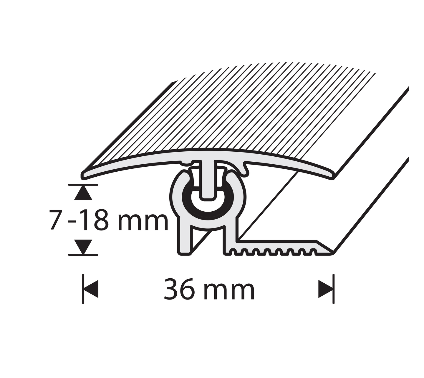 Saumalista alakisko 36mm 2,7m alumiini kulta-anodisoitu E5 KE 270