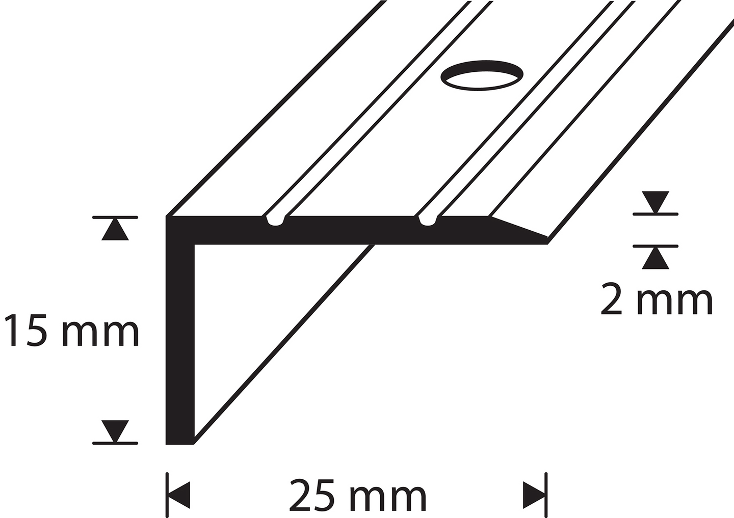Kulmalista 25x15mm 0,9m messinki D2 m 90