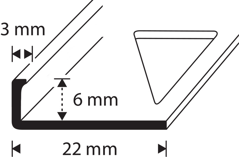 Pääte- ja suojalista 6mm 2,5m alumiini hopea-anodisoitu AE 60