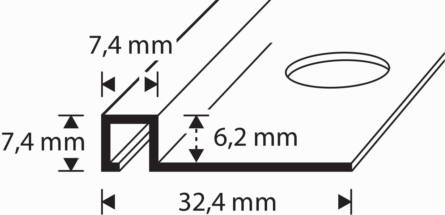 Laattalista 6mm 2,7m alumiini 6531 White