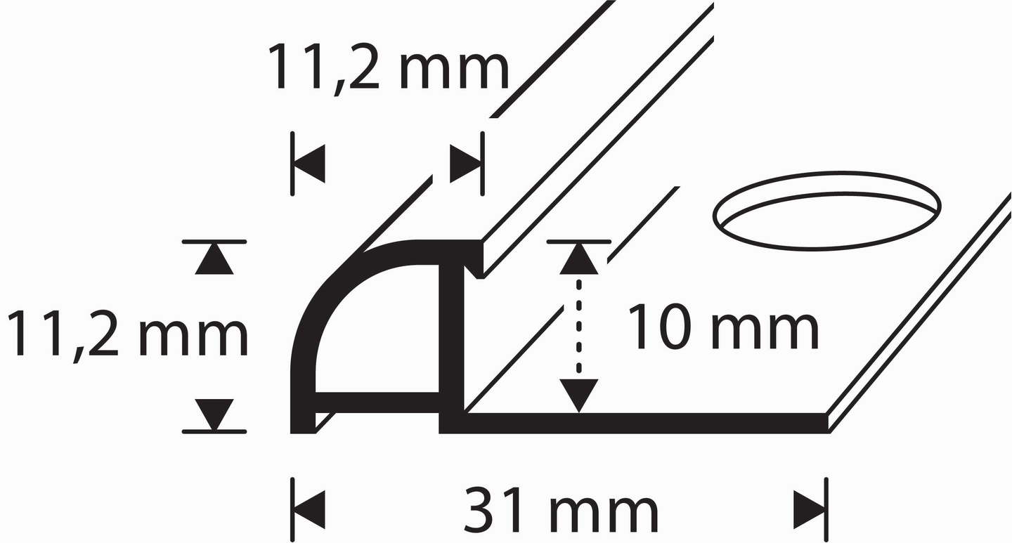 Laattalista 10mm 2,7m alumiini 6535 Silver