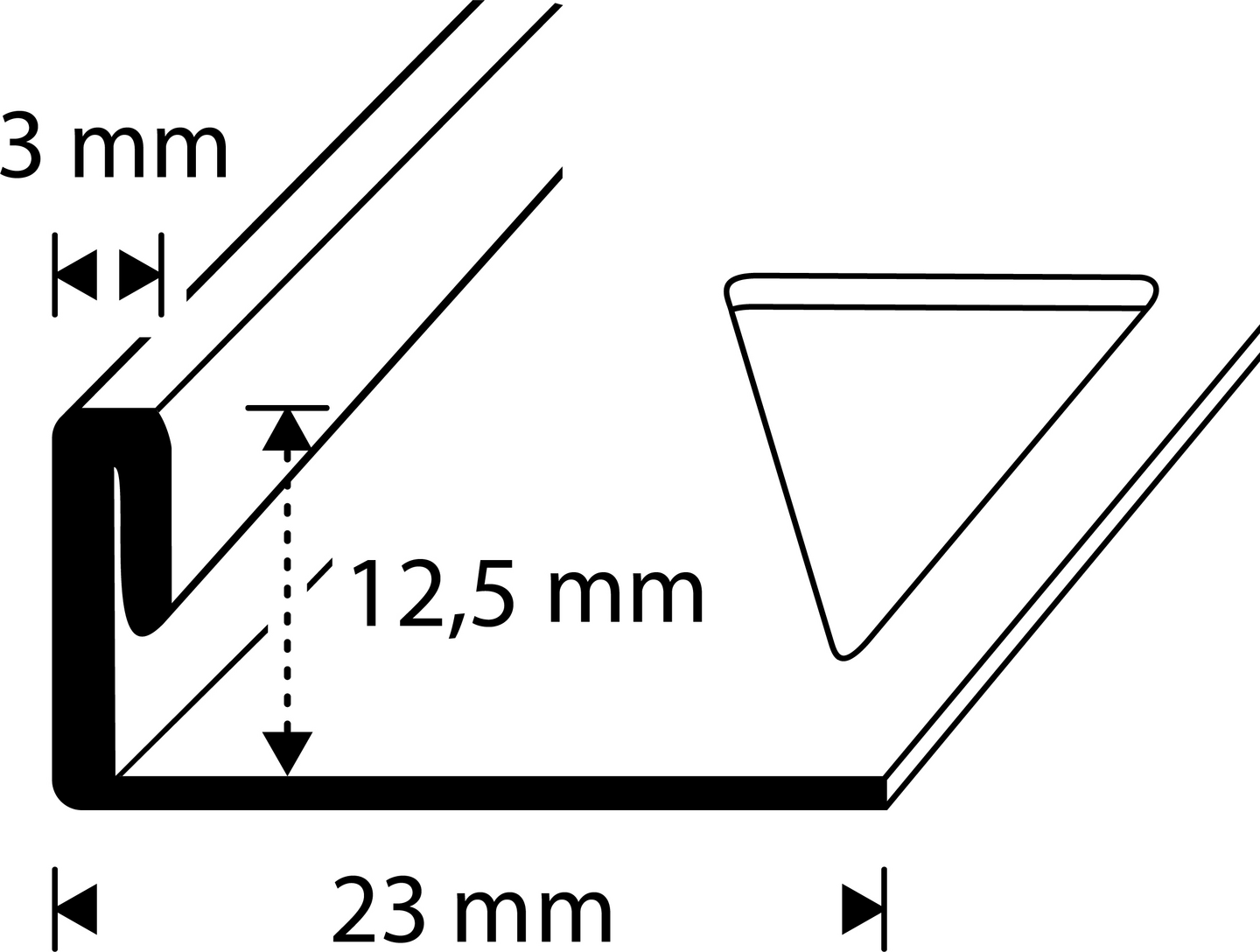 Pääte- ja suojalista 12,5mm 2,5m rst E 125