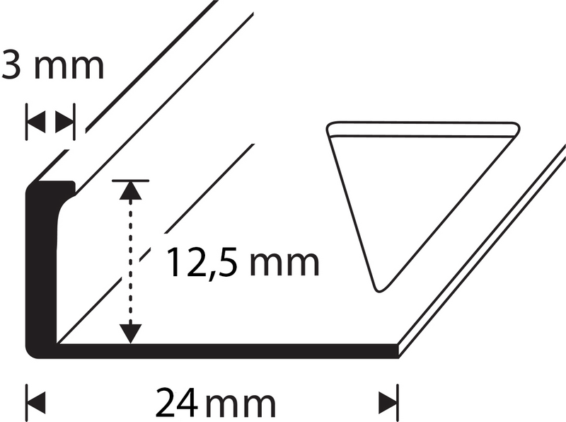 Pääte- ja suojalista 12,5mm valkoinen alumiini 250cm