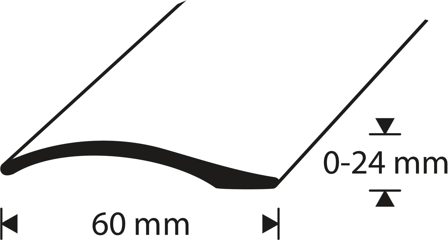 Eritasolista 60mm Nordic Graphite tasoero 0-24mm 1000mm