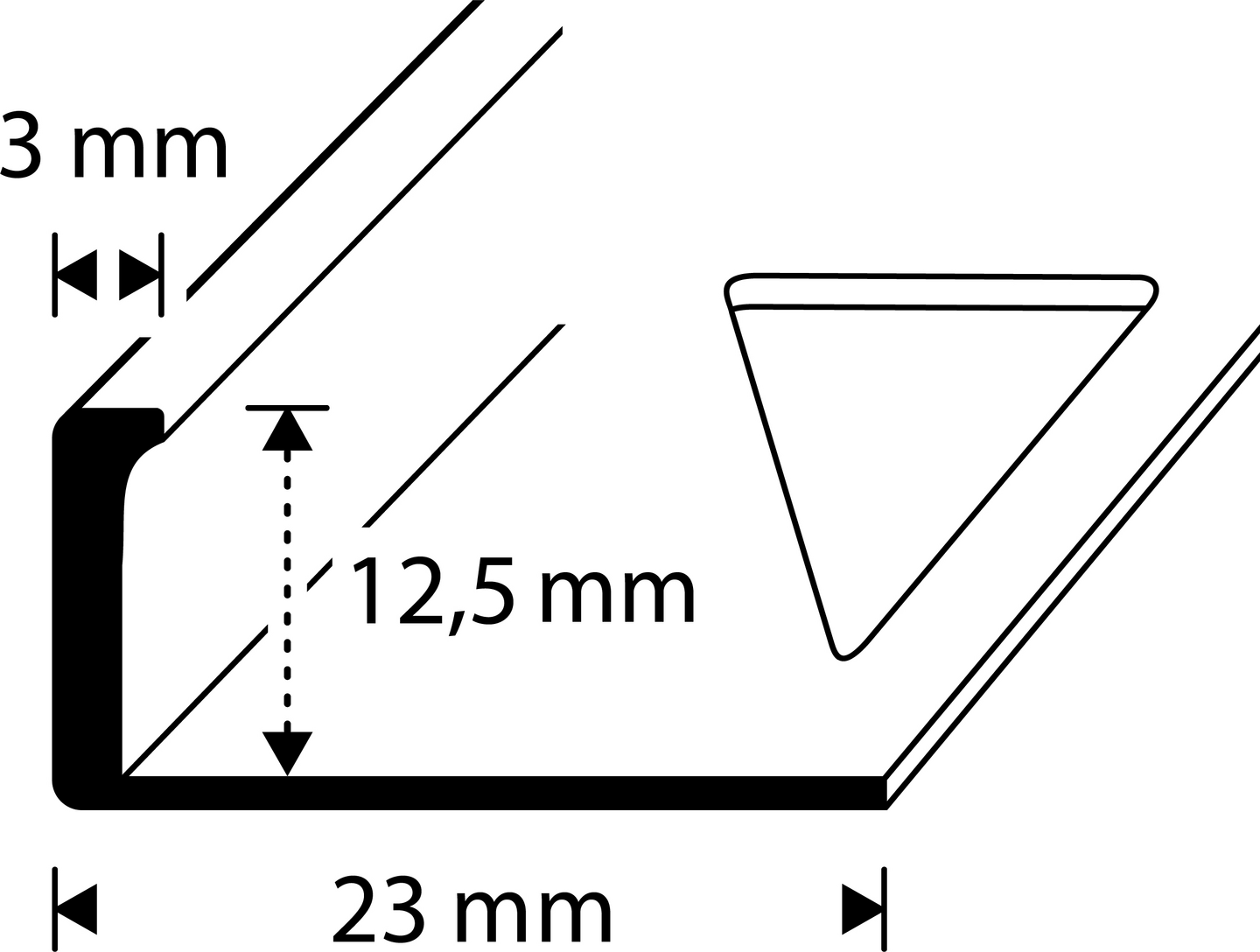 Pääte- ja suojalista 12,5mm 2,5m alumiini A 125