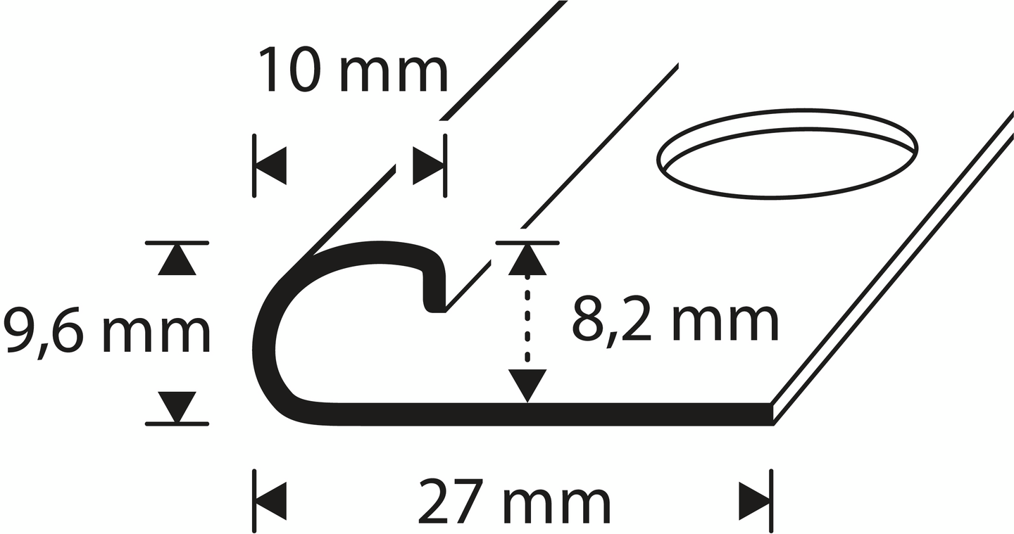 Laattalista 8mm rst 2,5m 6534-RST pyöreä