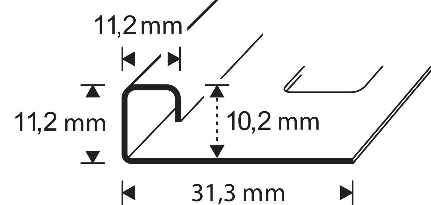 Laattalista 10mm ruostumaton teräs 2,5m neliö 6555