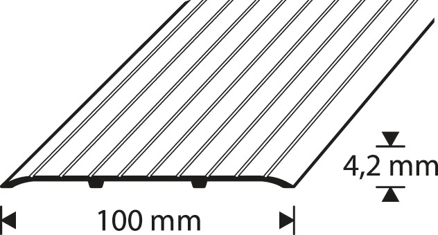 Saumalista 100mm 1,8m reiätön alumiini kulta-anodisoitu A7 KE 180-R