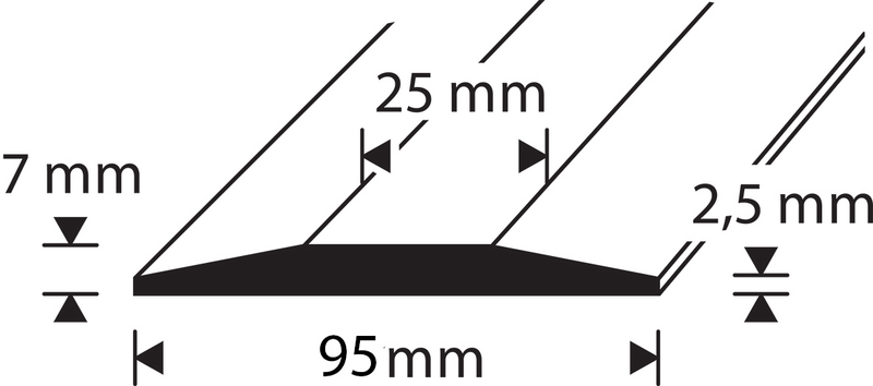 Kynnyslista 95mm 25m muovia KY 95-412 vaaleanharmaa