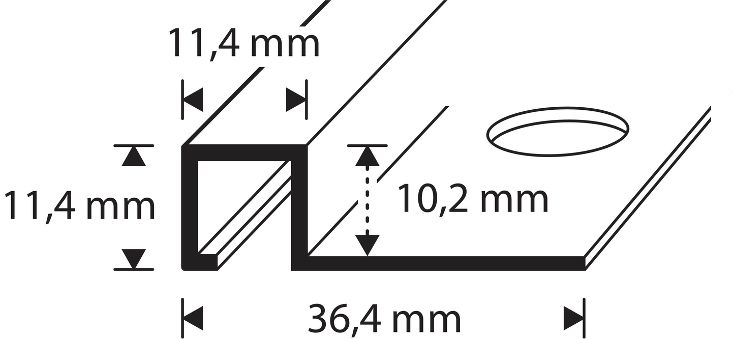 Laattalista 10mm neliö 2,7m 6551 Silver
