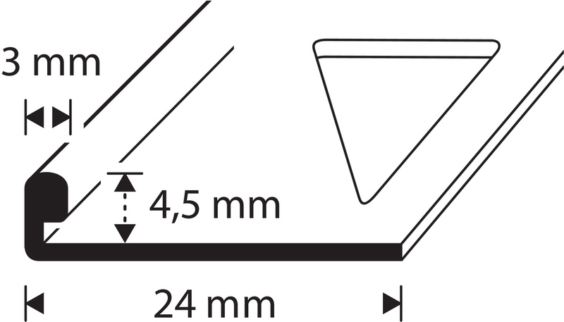 Pääte- ja suojalista 4,5mm 2,5m rst E45