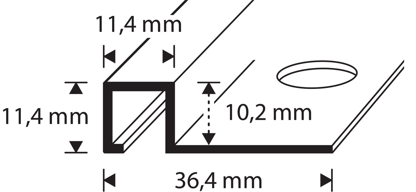 Laattalista 10mm neliö 2,7m muovi 6521 White
