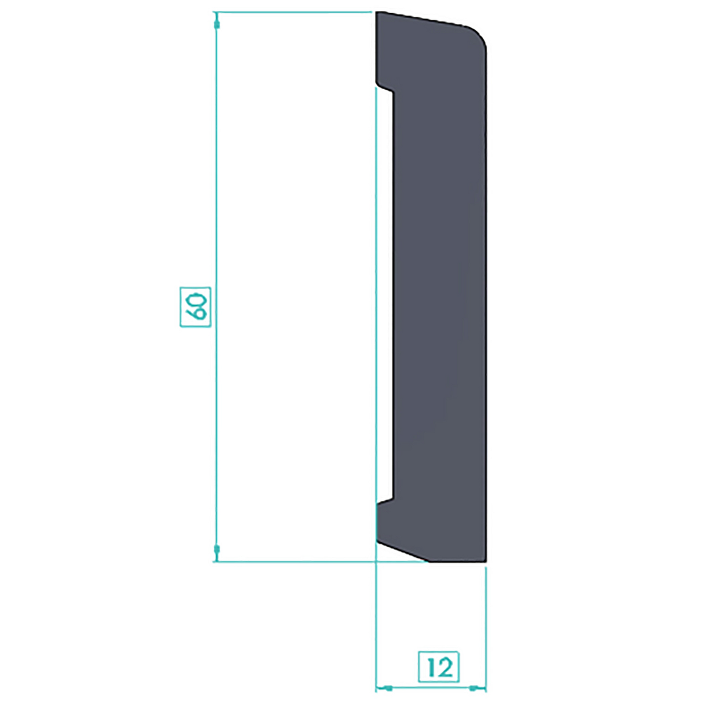 Jalkalista muovi 60x12 2,75m PVC JLP 60-412 vaaleanharmaa