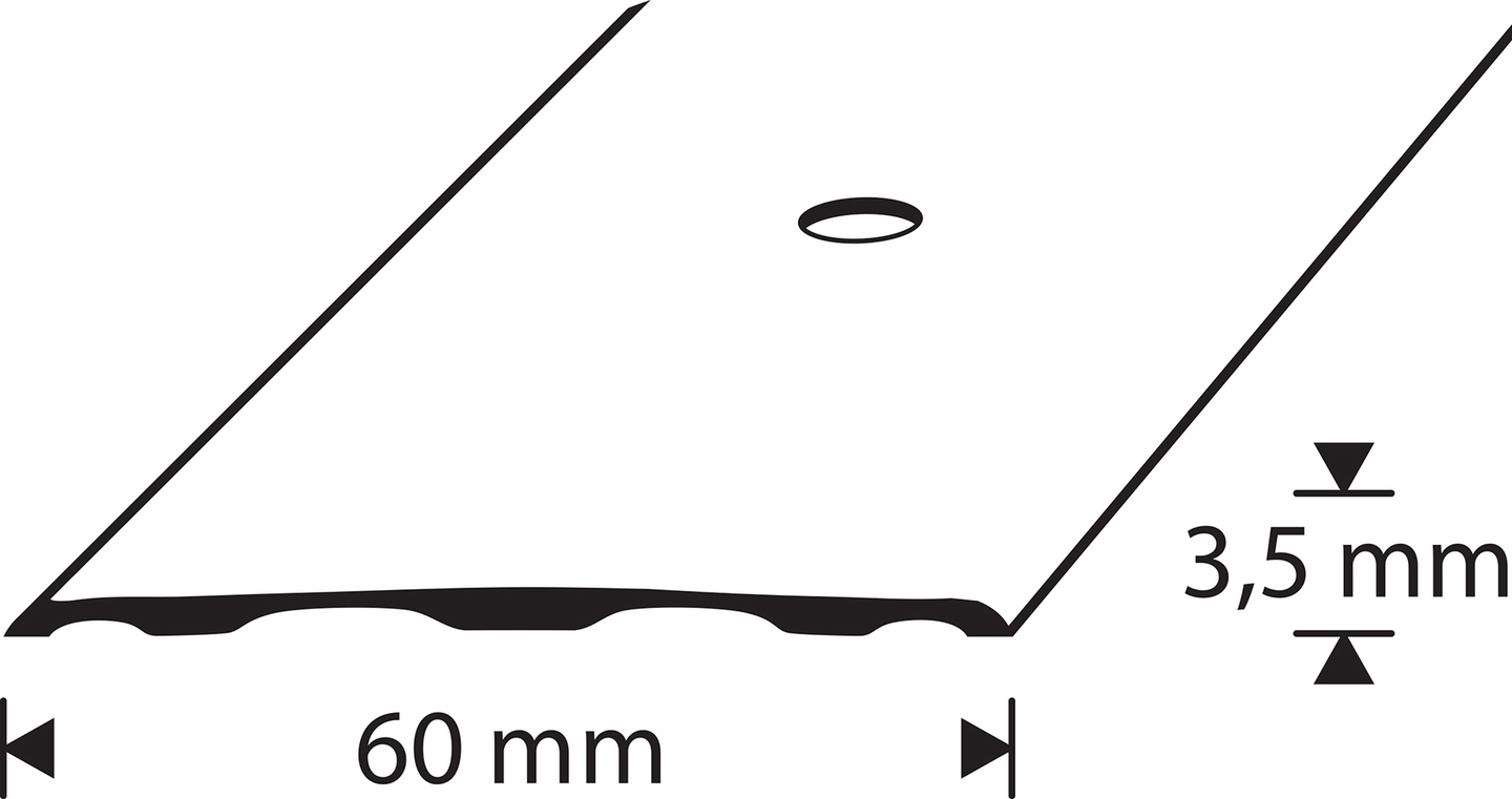 Saumalista 60mm hopea-anodisoitu sileä rei’itetty 3000mm