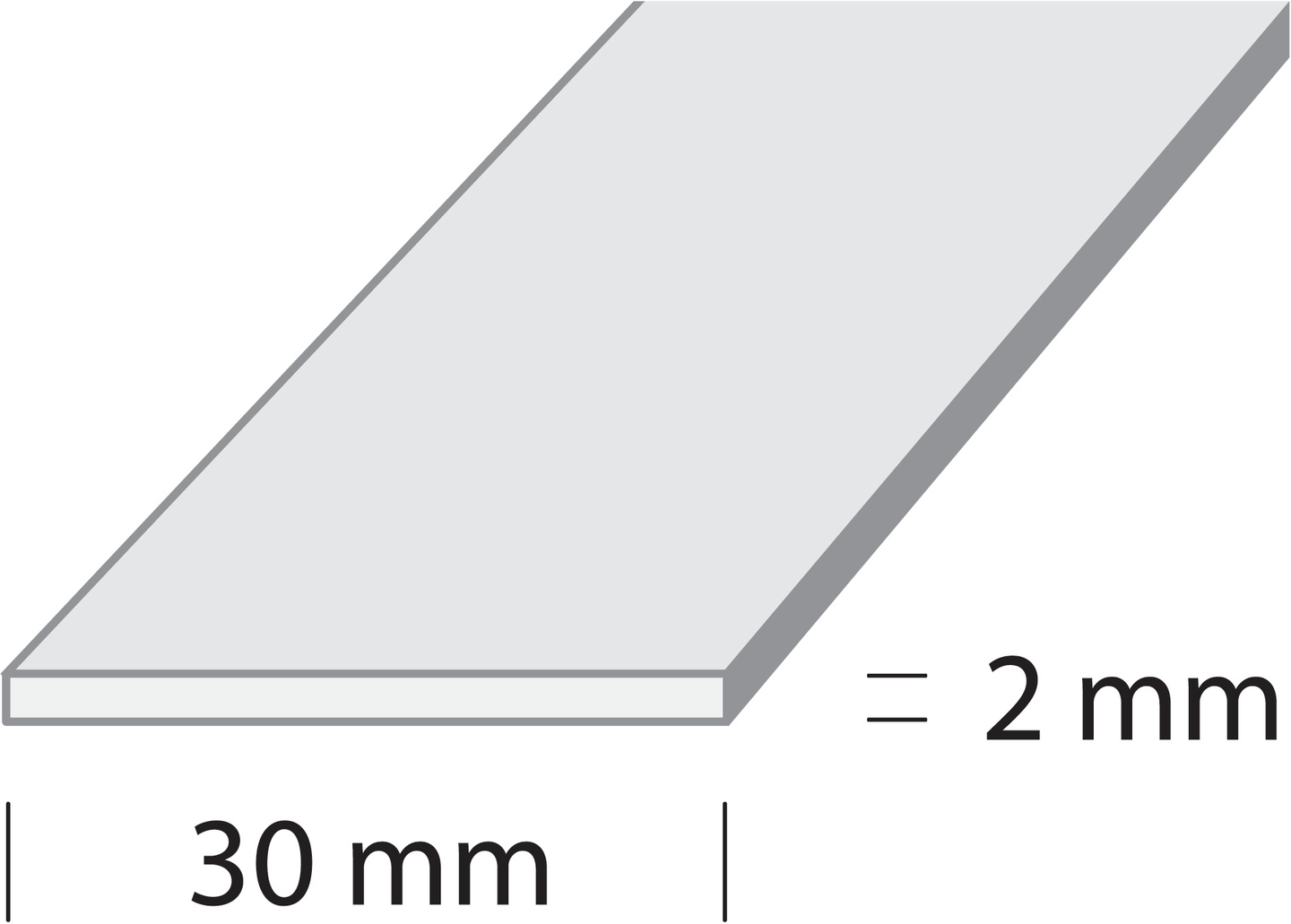Lattalista 30x2mm 2m alumiini hopea-anodisoitu I2 HE2