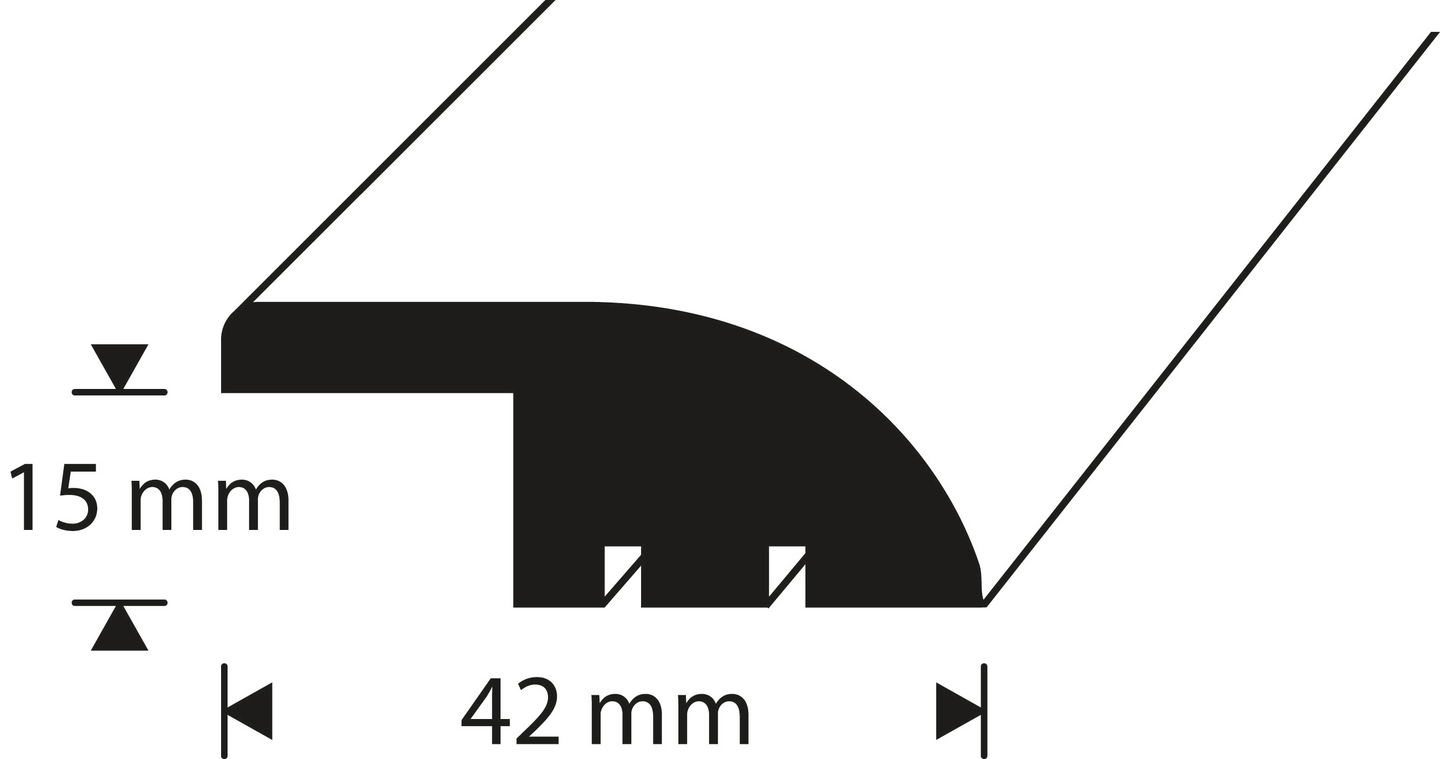 Eritasolista 15x42mm 1m tammi WO6 OAK 1