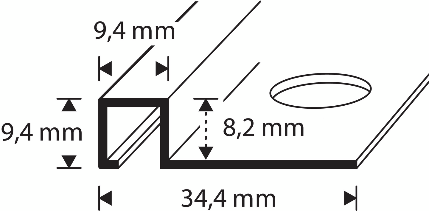 Laattalista 8mm 2,7m alumiini hopea-anodisoitu 6541-HE neliö