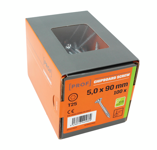 TRÄSKRUV T25 5X90 FZB 100ST PROF