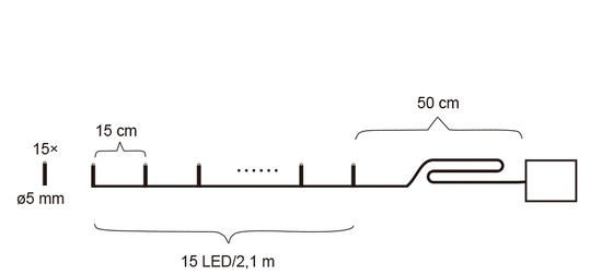 LJUSSLINGA BATTERI IP20 15LED CELLO