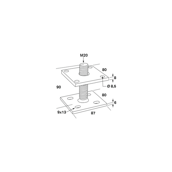 STOLPHÅLLARE CSPA CE M20X80X90X97