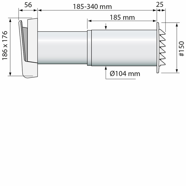 Korvausilmaventtiili Fresh TL100C seinäventtiili