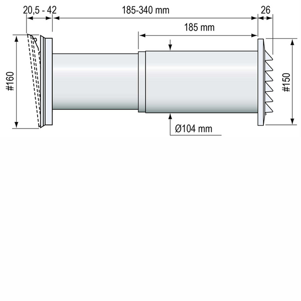Korvausilmaventtiili Fresh TL100DE seinäventtiili musta